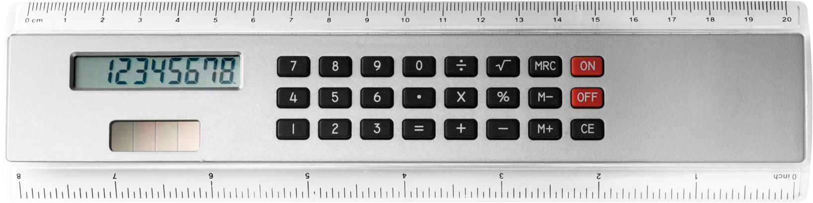 Règle avec calculatrice Heather | Plastique | 20 cm | Solaire