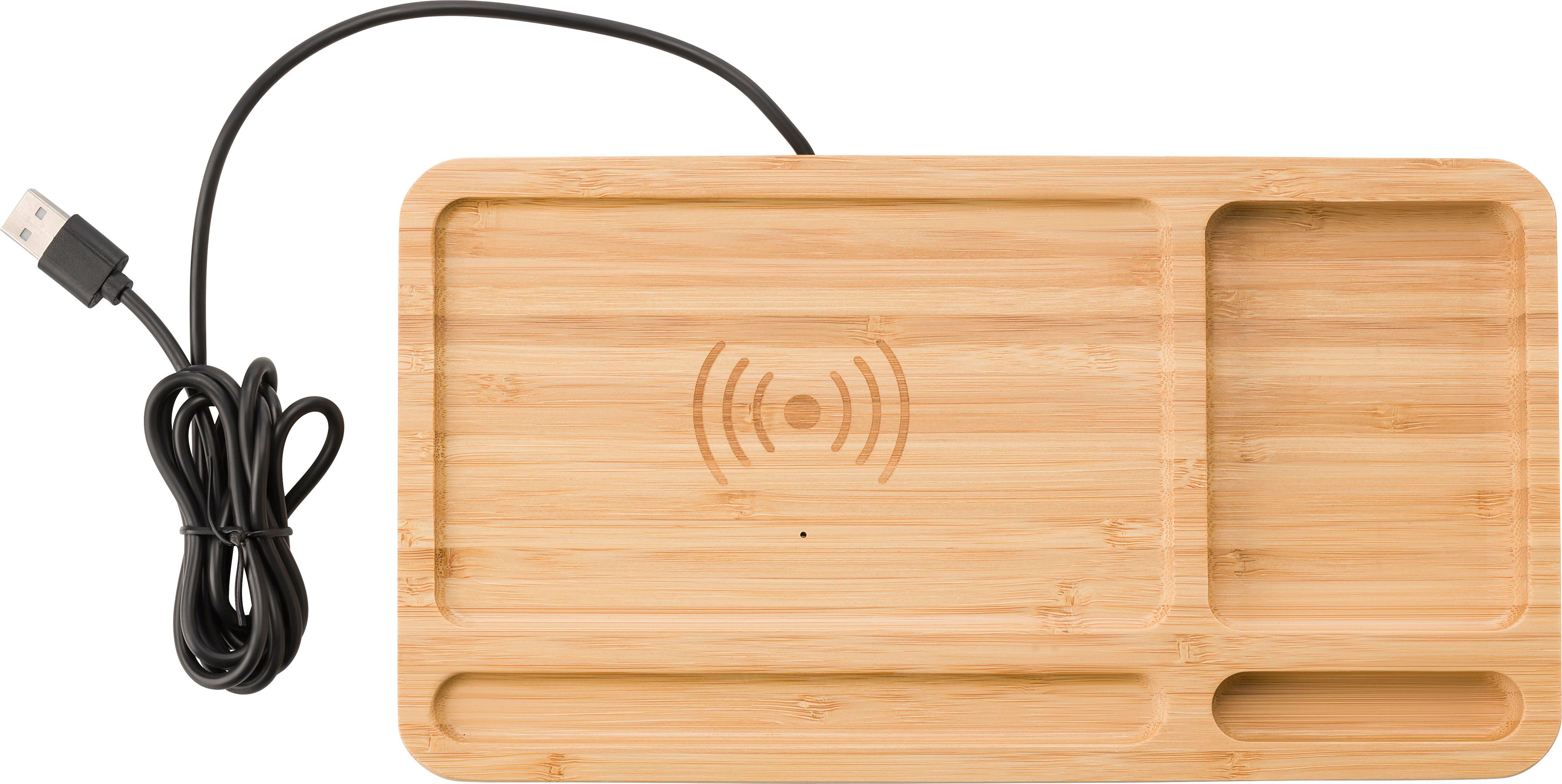 Chargeur sans fil Faye | Bambou | Organiseur de bureau