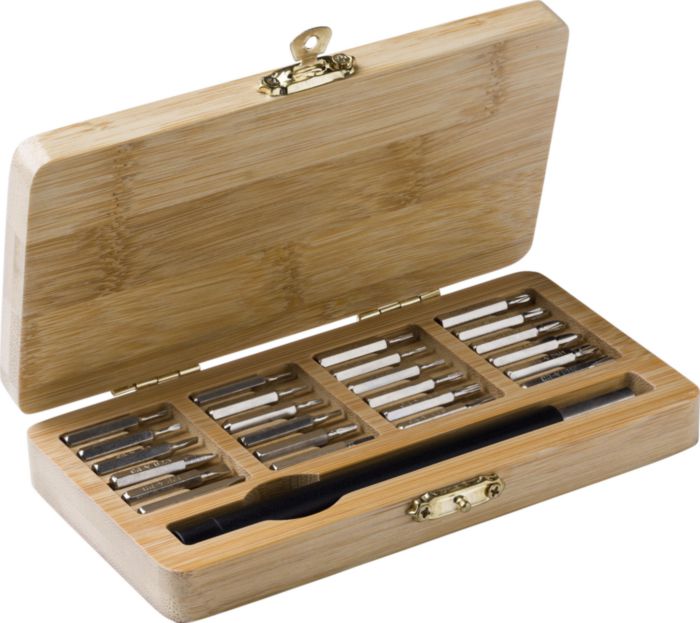 Set di attrezzi Willow | Custodia di bambù | 25 pz