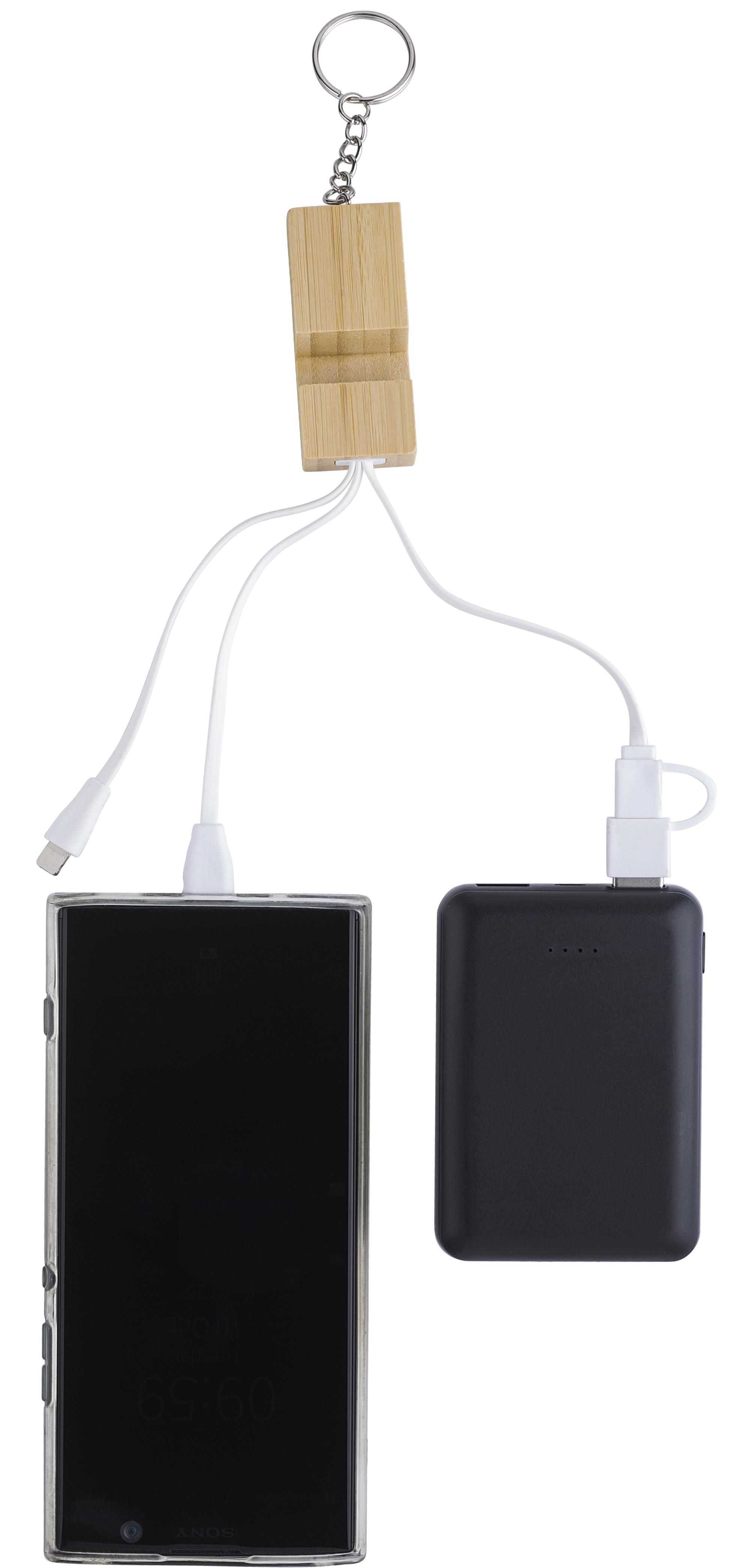 Porte-clés câble de charge en bambou Sutton