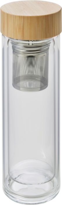 Borraccia Vicente | Vetro | Coperchio bambù | 420 ml