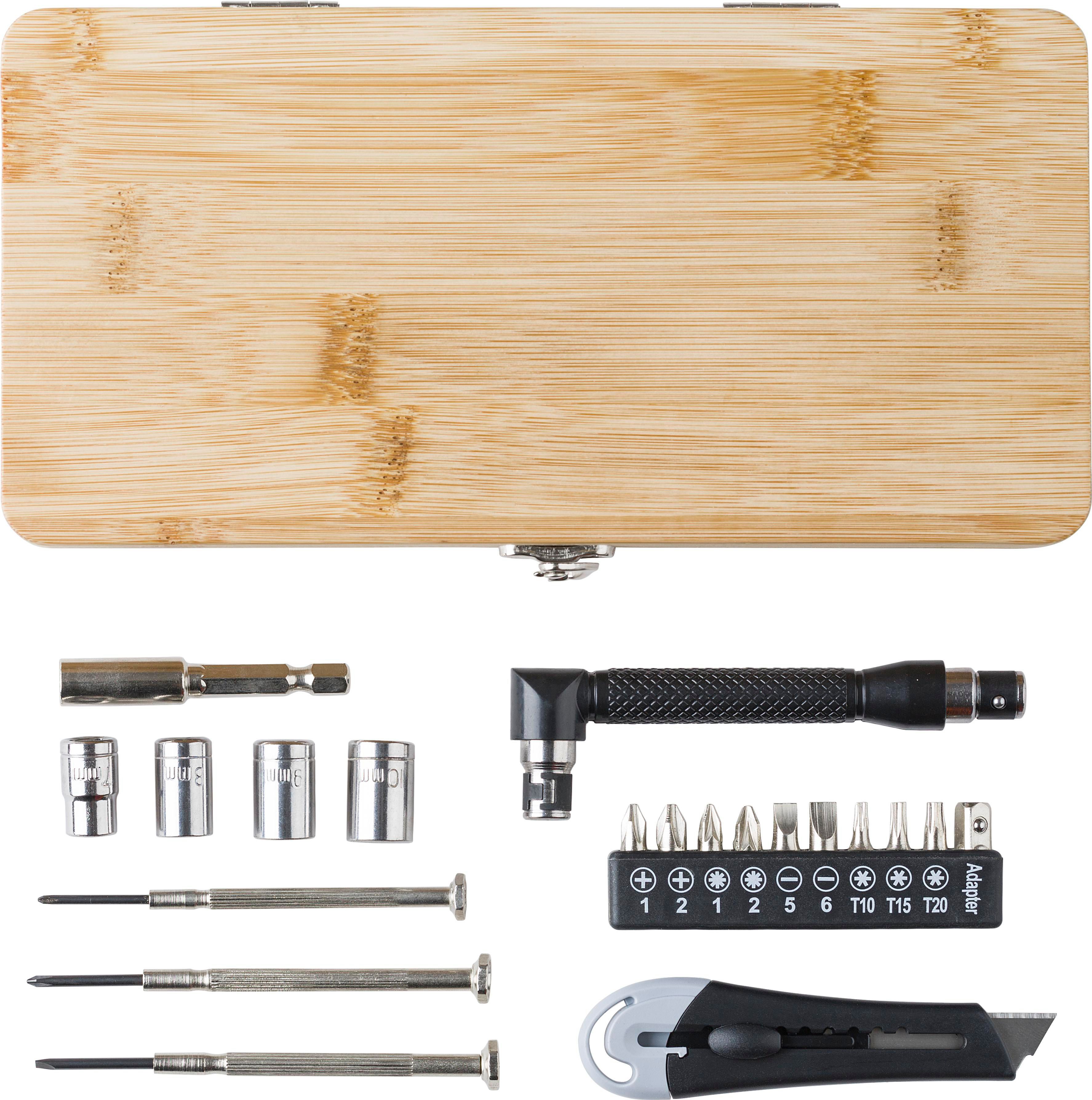 Boîte à outils de 27 pièces en bambou Elmar