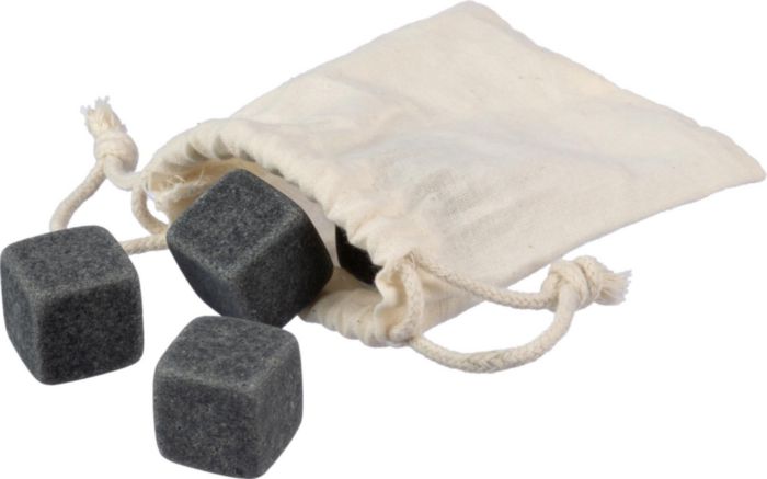 Cubetti di ghiaccio in pietra Jens | 4 pz | Sacchetto in cotone