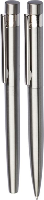 Set da scrittura Fritz | Acciaio inox riciclato | Penna a sfera twist e rollerball