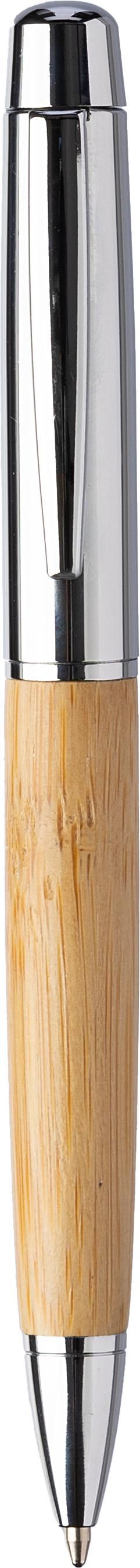 Stylo bille twist en acier inoxydable et bambou Anke