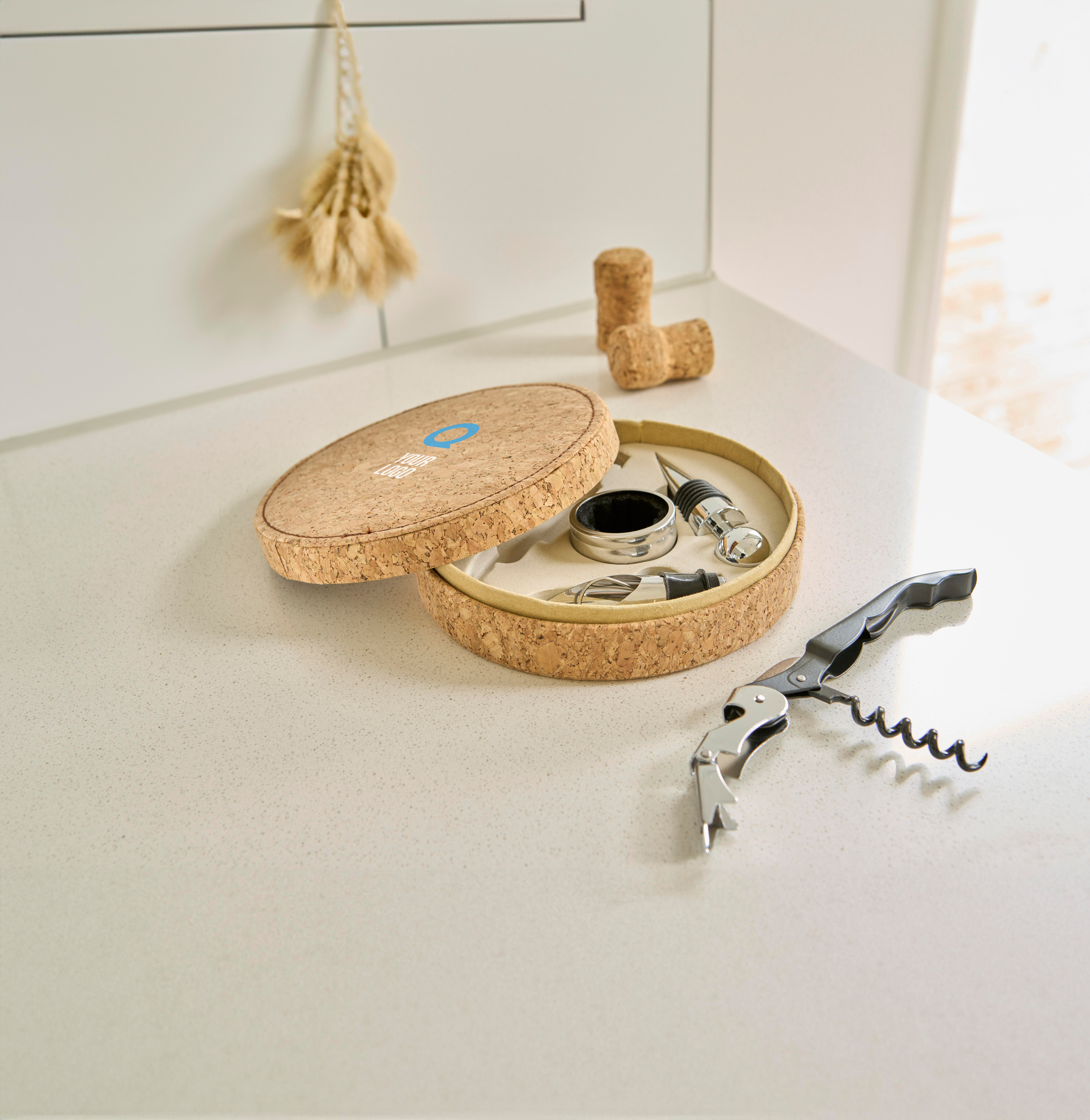 Set à vin dans un écrin en PU aspect liège Milana