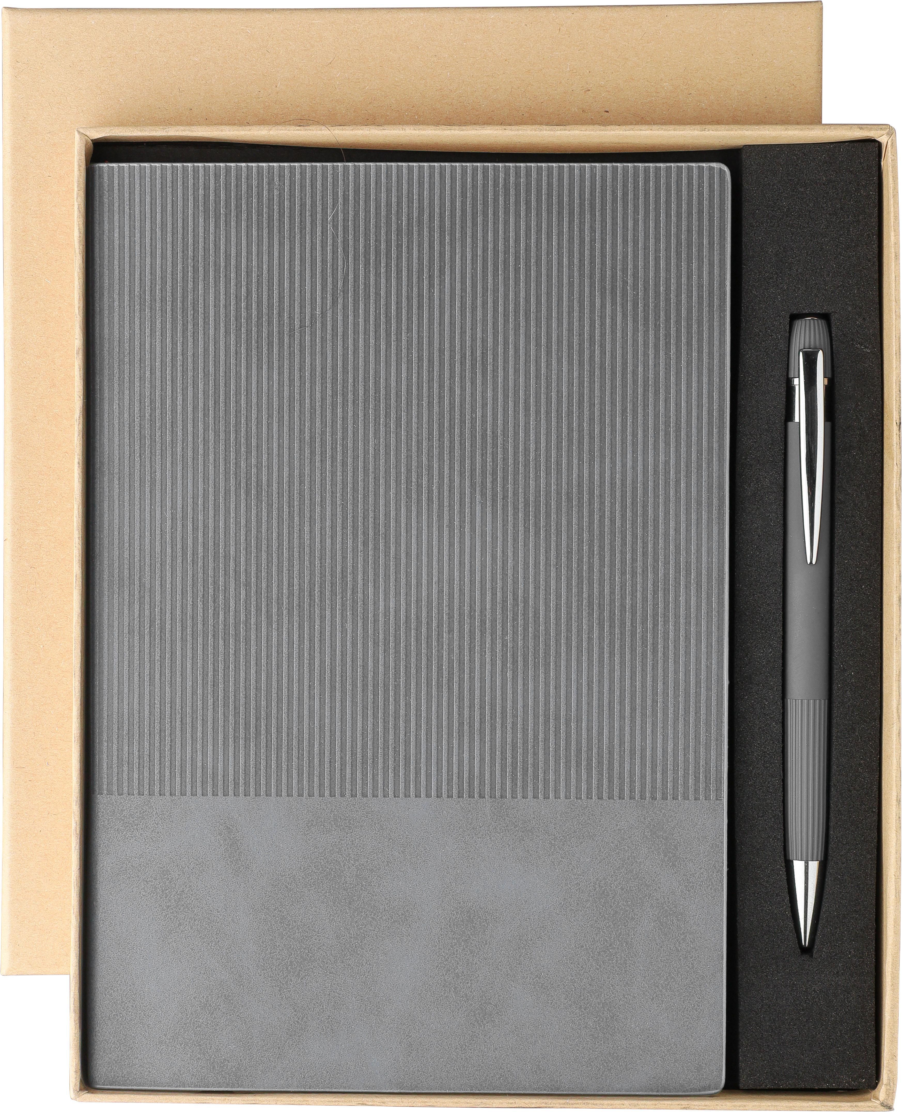 Ensemble carnet A5 et stylo à bille en PU recyclé Tarek