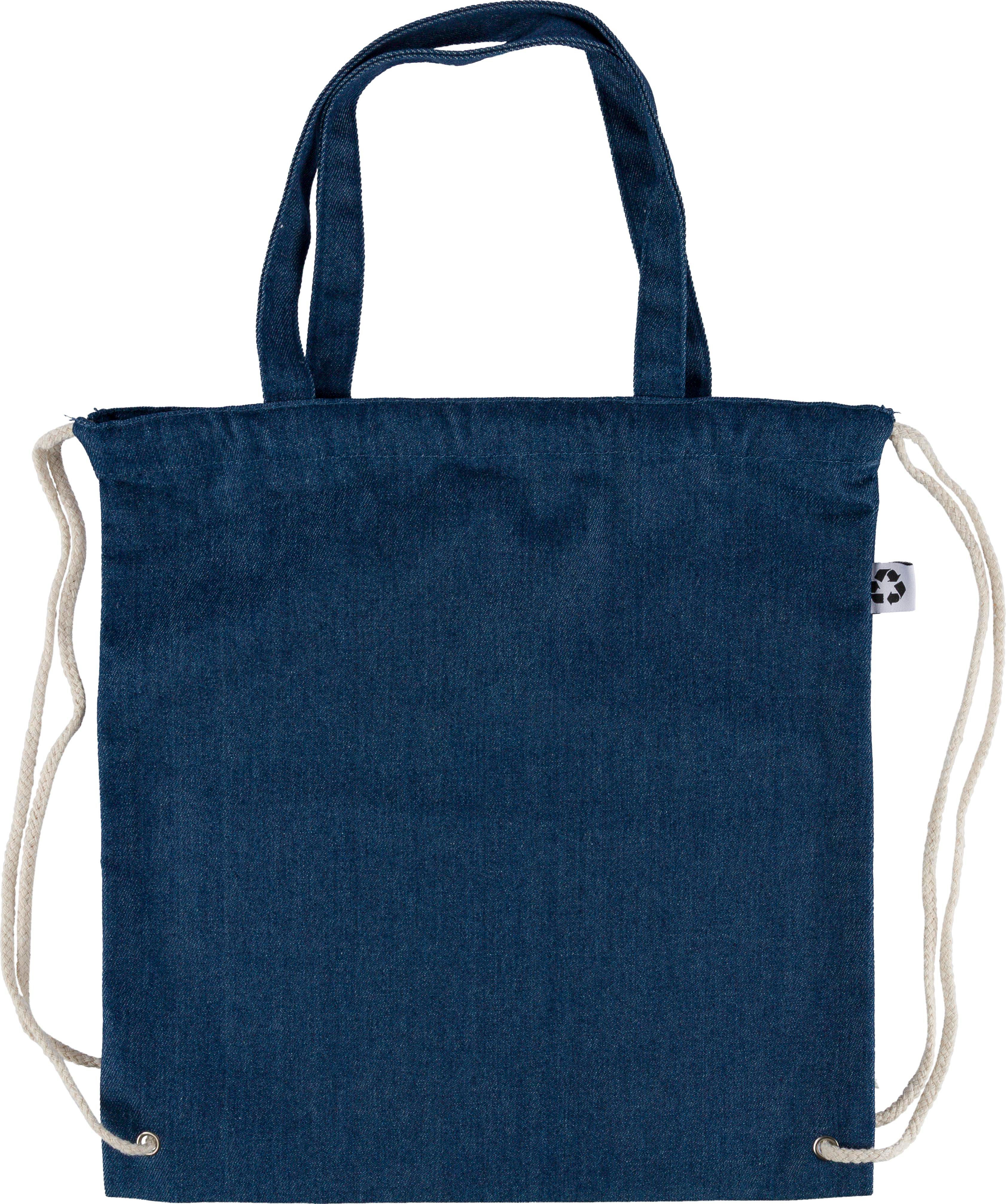 Sac à dos cordelette en denim recyclé Dex