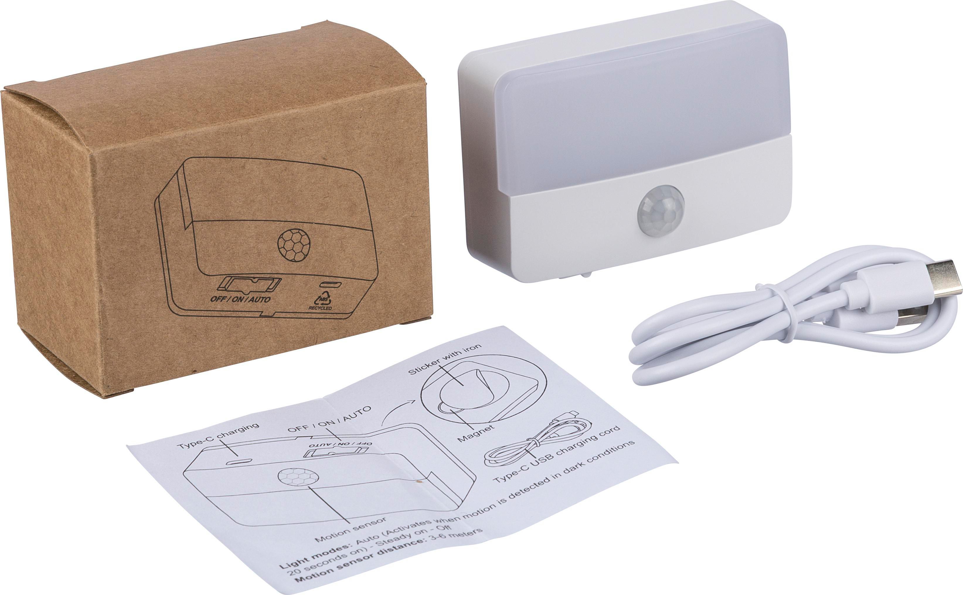 Lampe rechargeable avec détecteur en ABS recyclé Ari