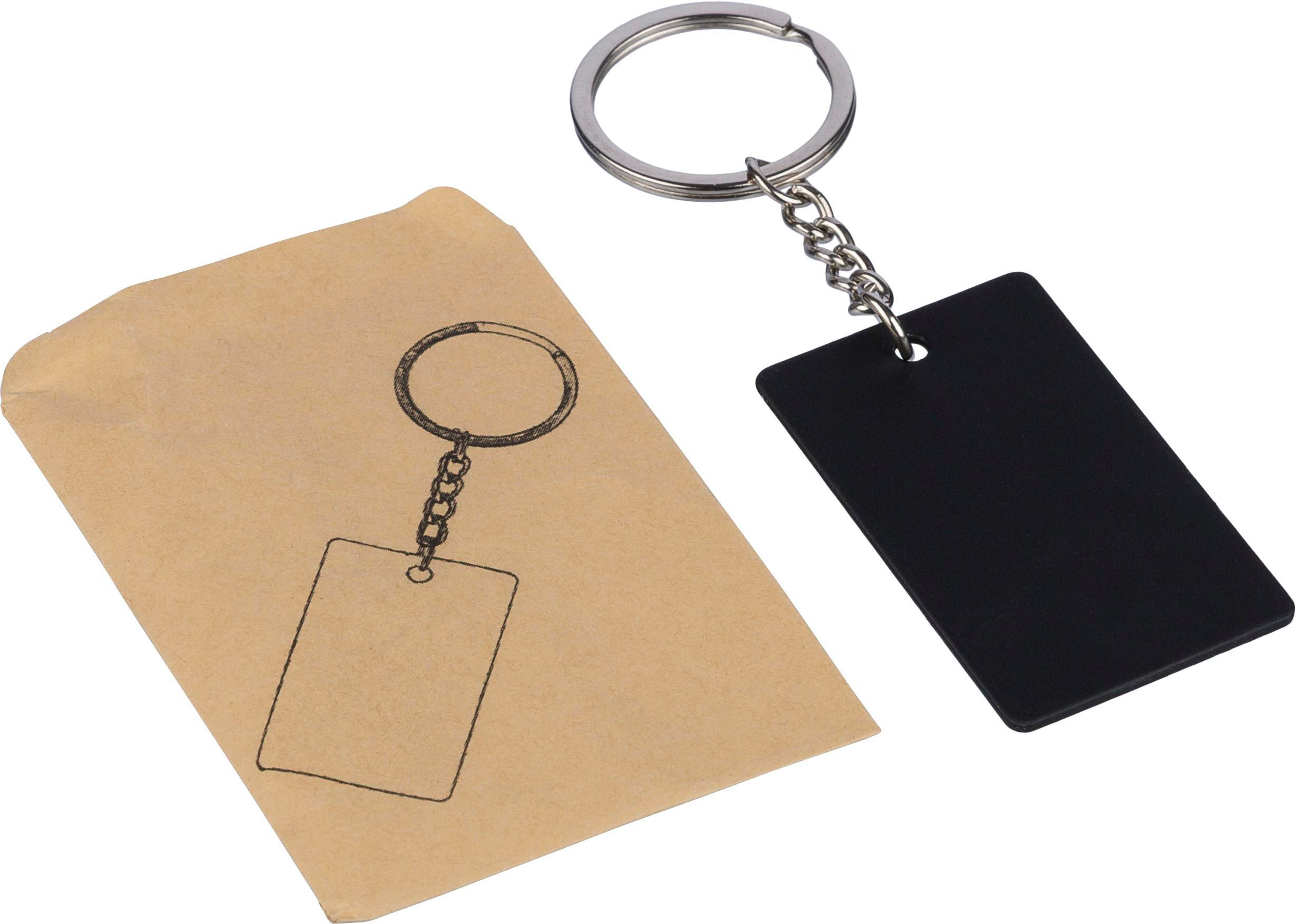 Porte-clés rectangulaire en acier inoxydable recyclé Jax