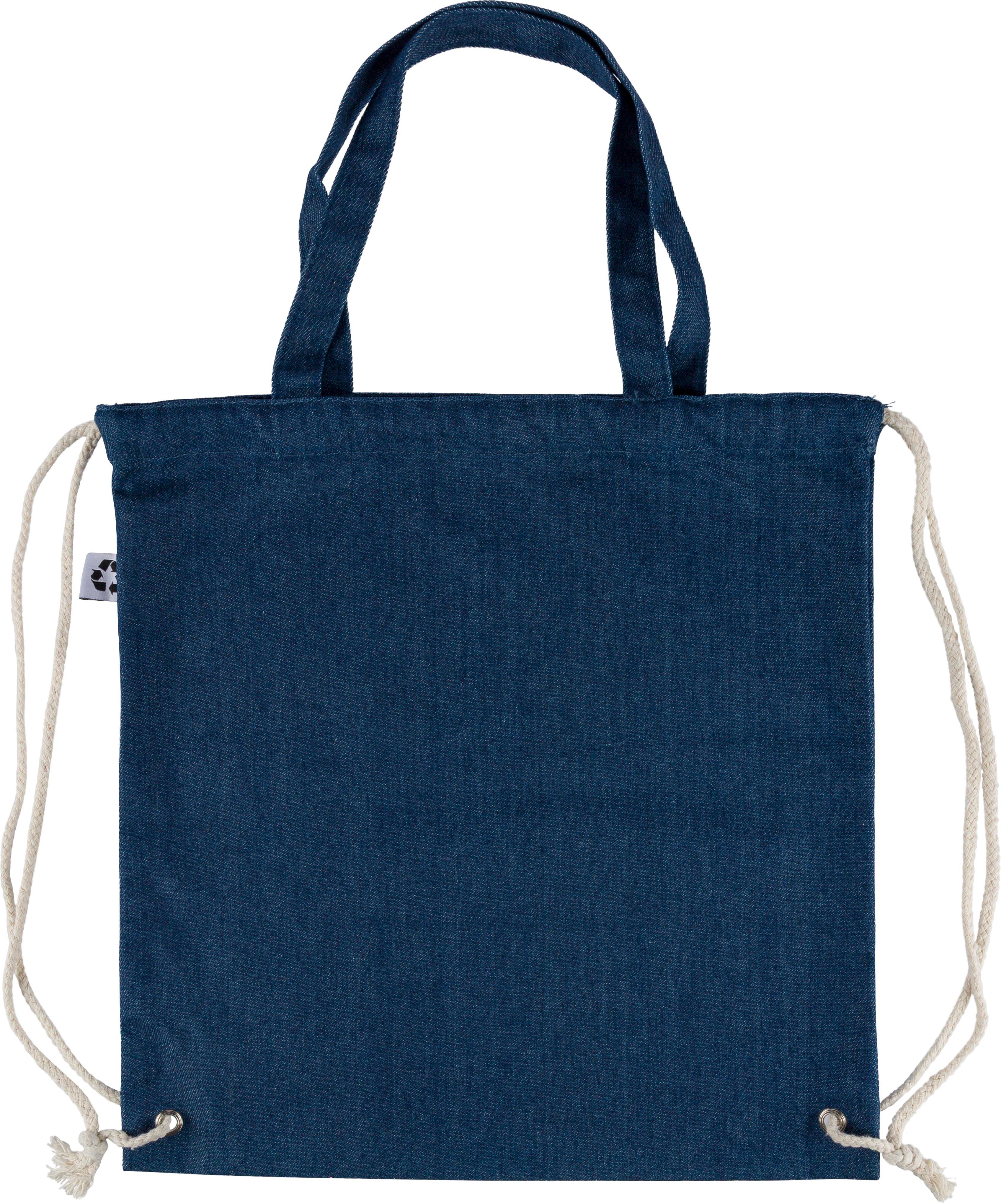 Sac à dos cordelette en denim recyclé Dex