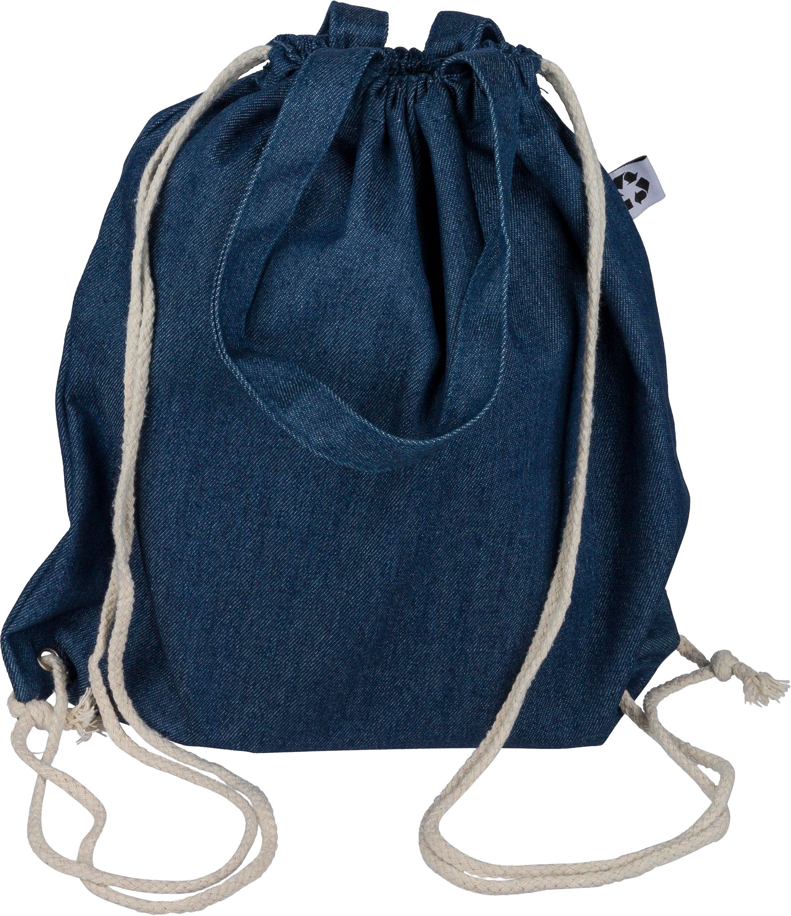 Sac à dos cordelette en denim recyclé Dex