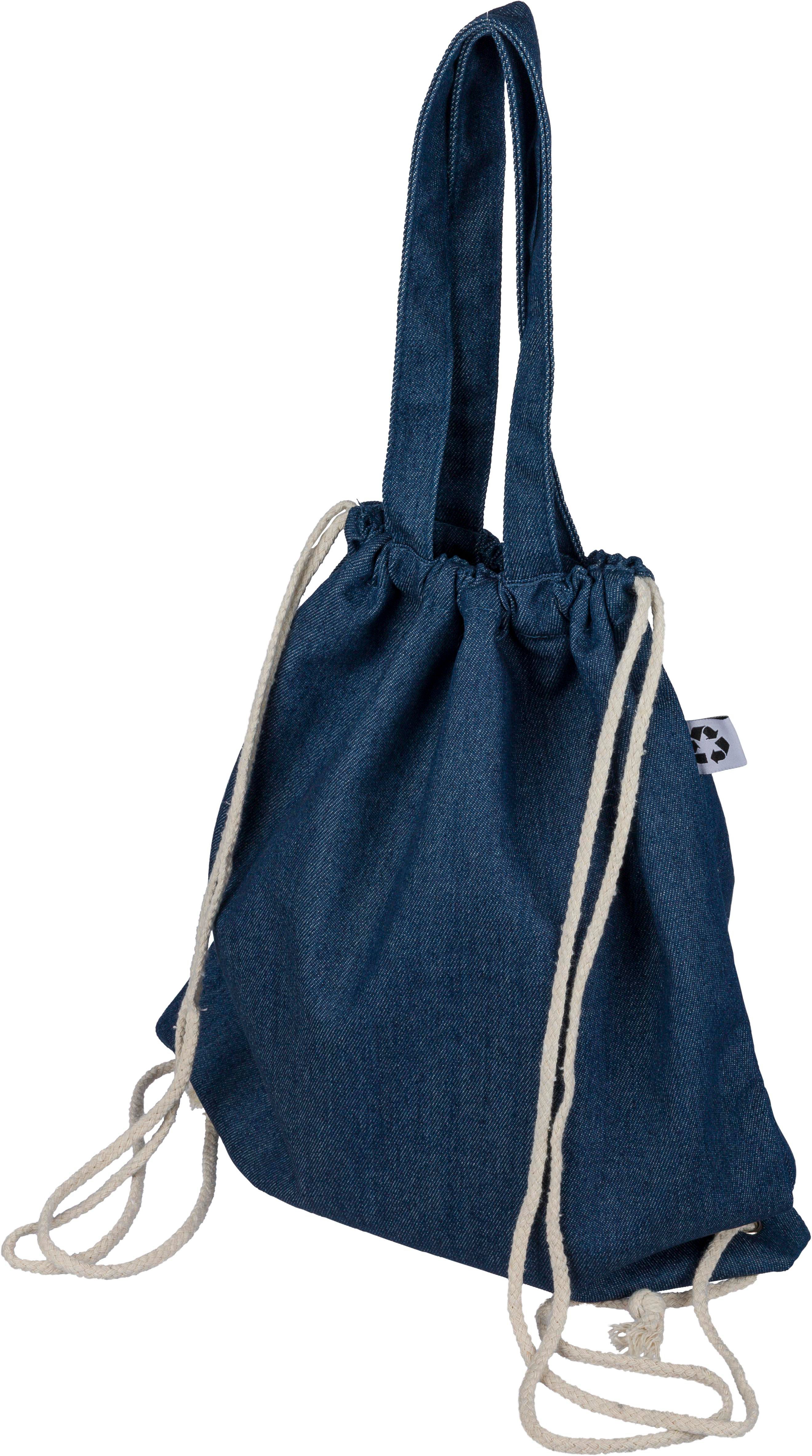 Sac à dos cordelette en denim recyclé Dex