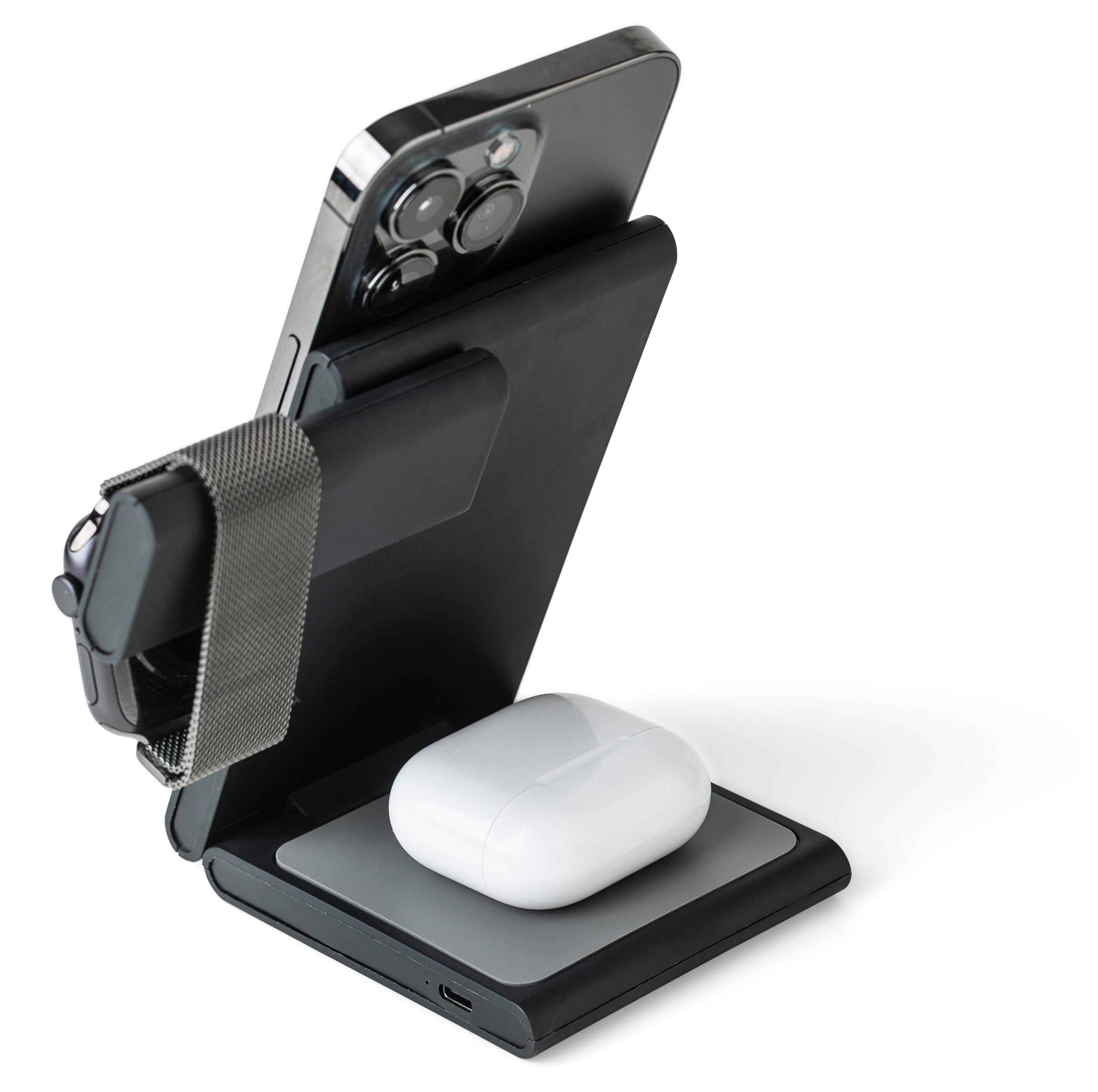 Power bank magnétique sans fil 3 en 1 en ABS recyclé Valerio