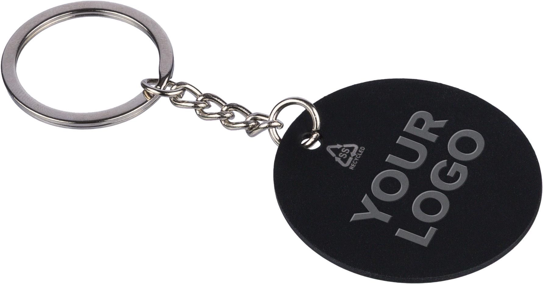 Porte-clés rond en acier inoxydable recyclé Risa