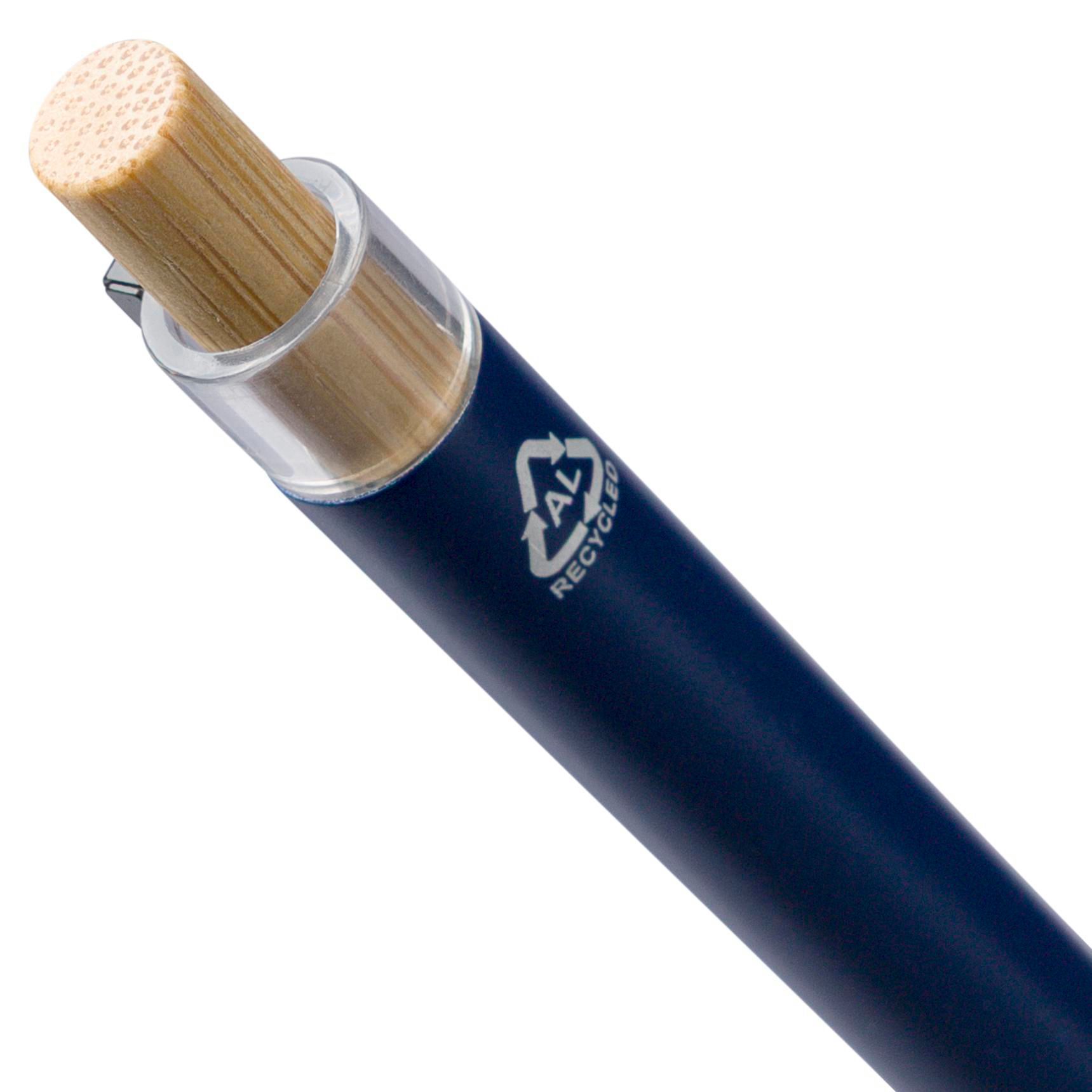 Stylo à bille poussoir laqué en aluminium recyclé Maren