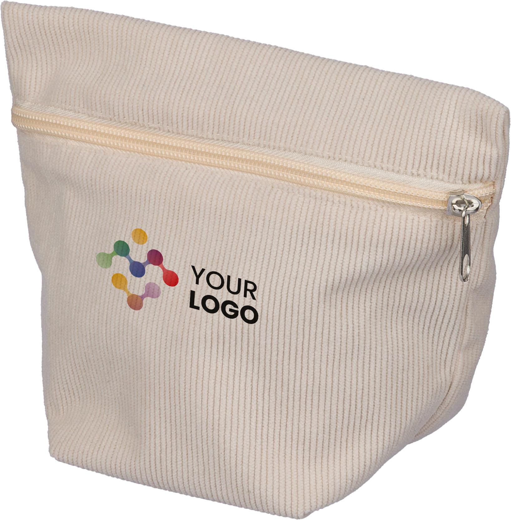 Trousse à maquillage zippée en velours côtelé Tia