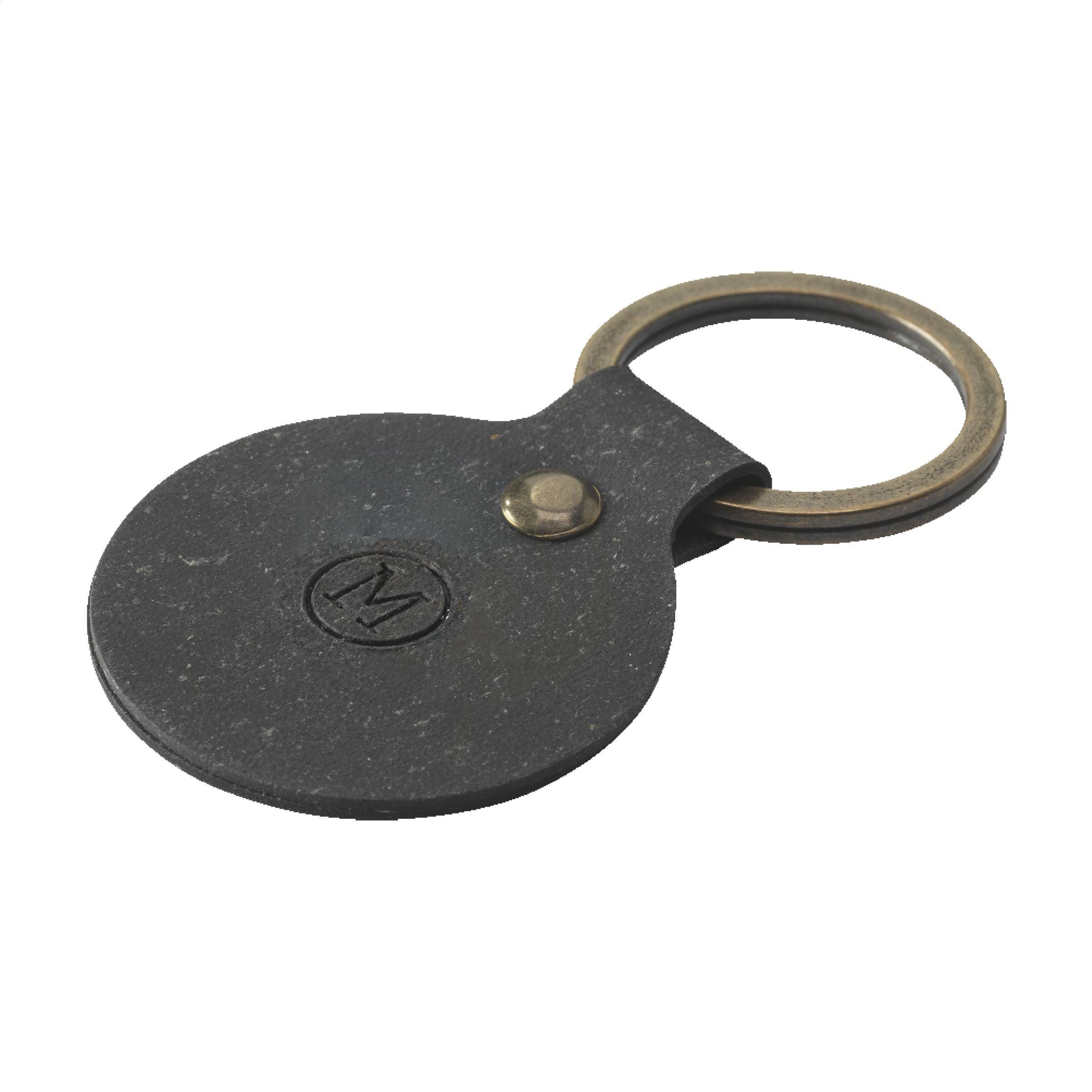 Recycled Leather Keyring Round porte-clés