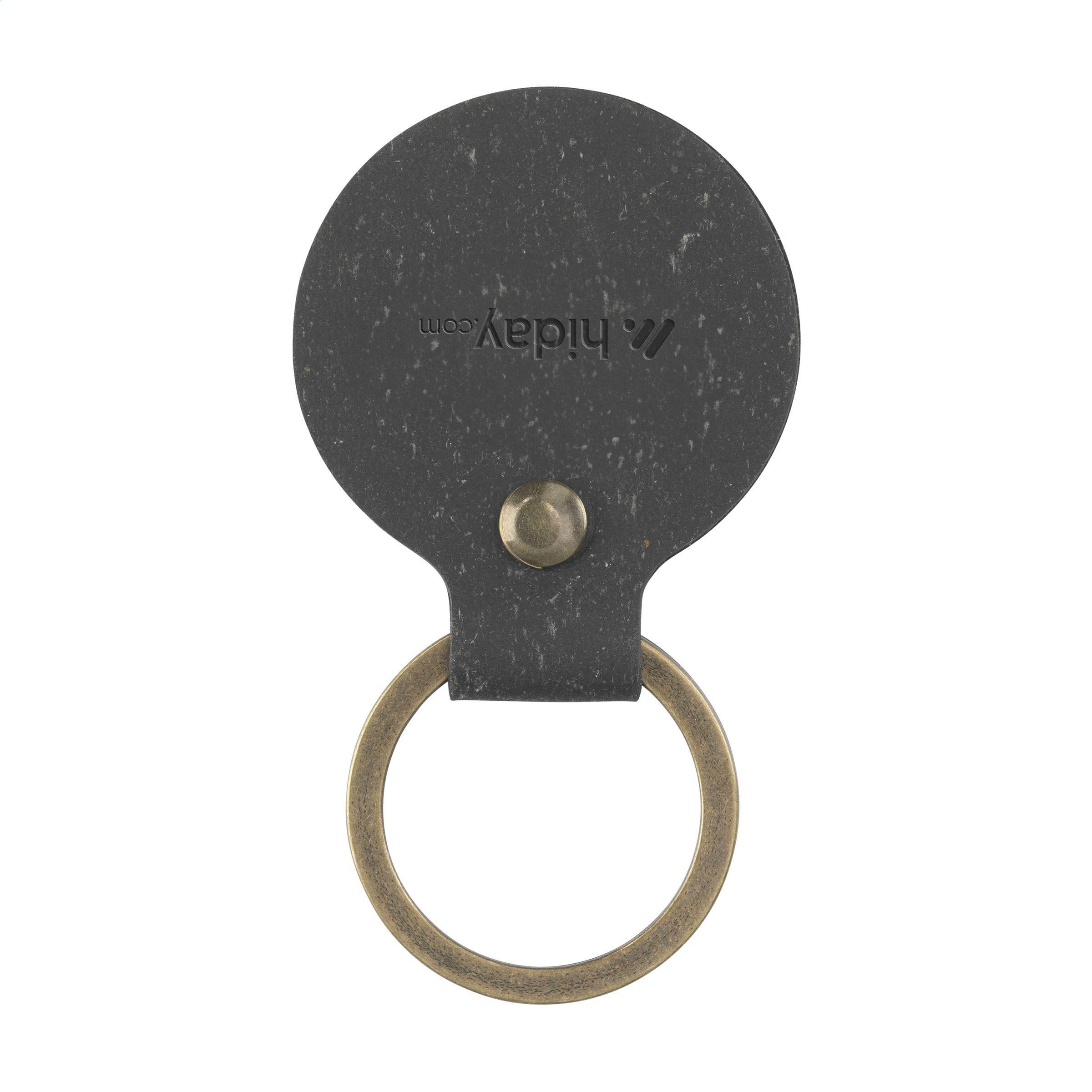 Recycled Leather Keyring Round porte-clés