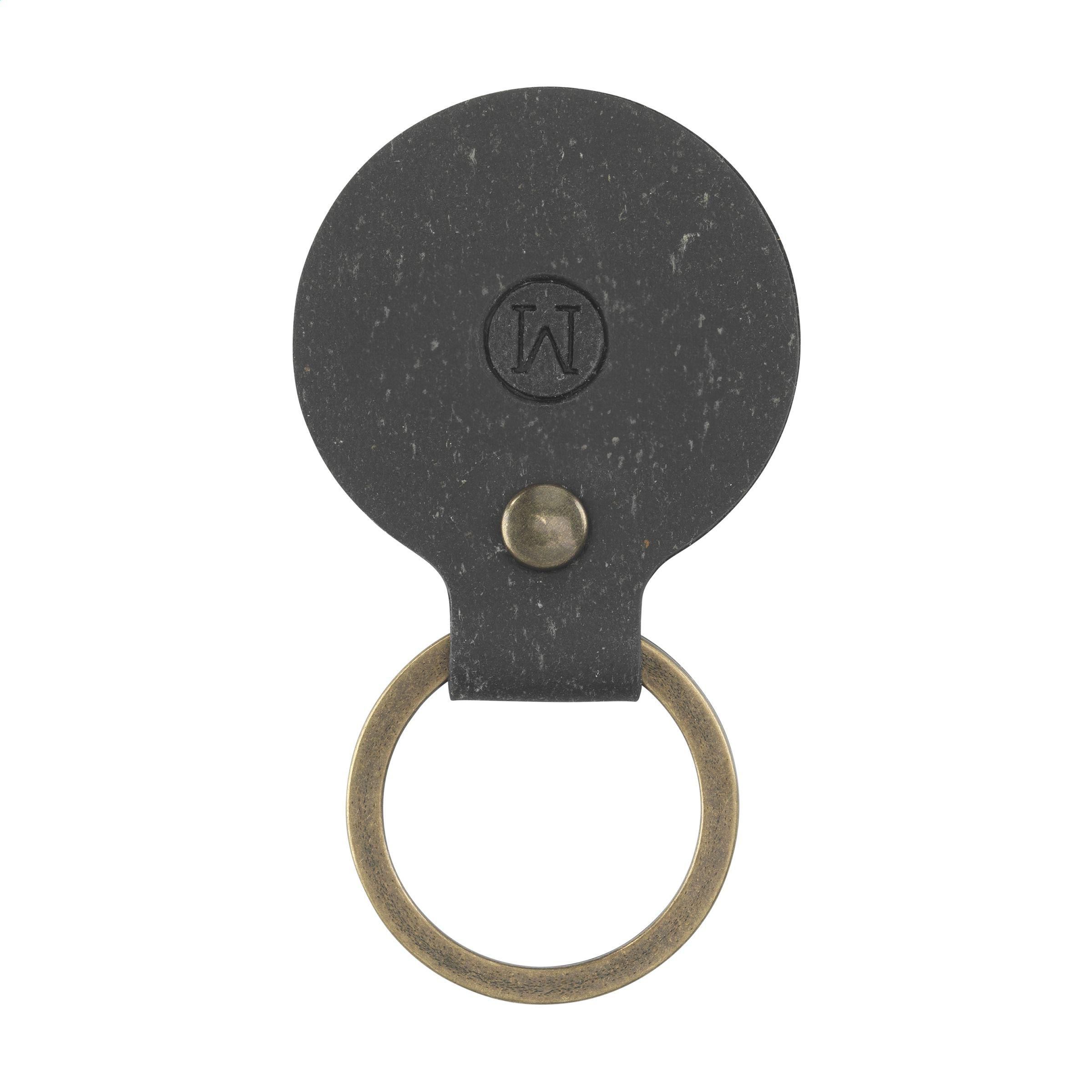 Recycled Leather Keyring Round porte-clés