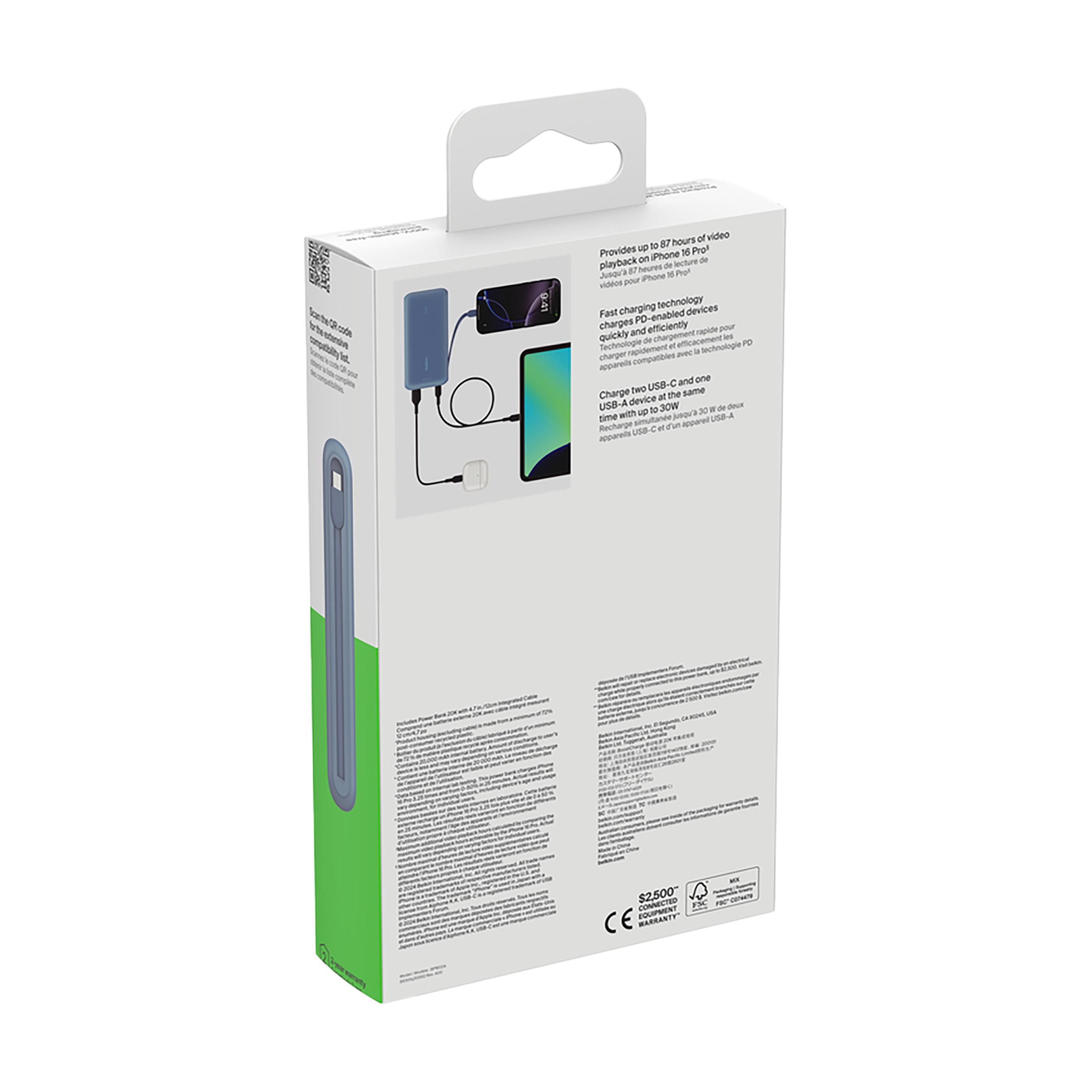 Belkin BoostCharge Power Bank 20K Câble intégré