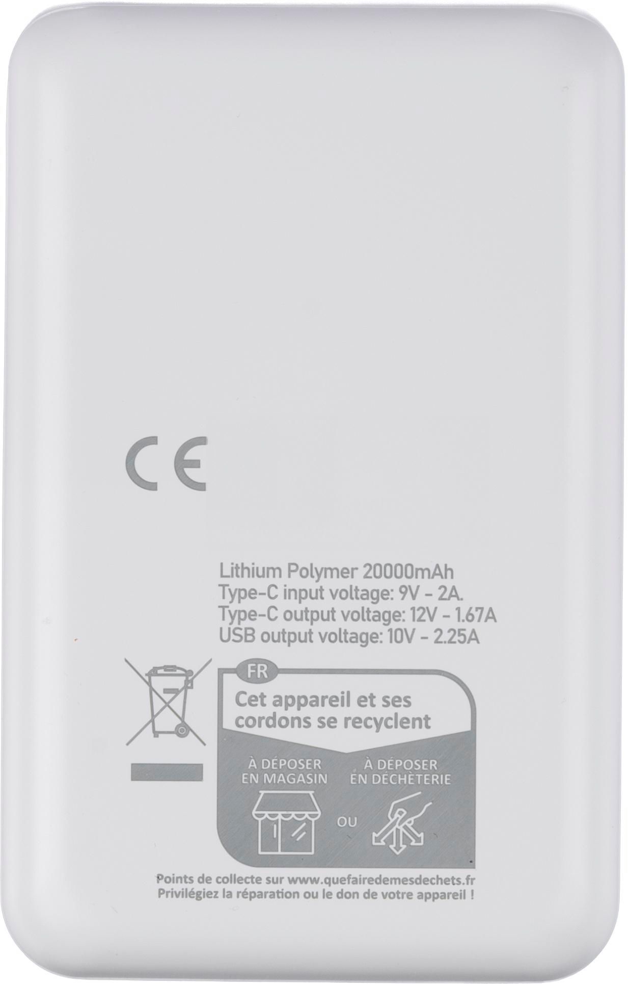 Powerbank af Genbrugt ABS plast Rayen - hvid