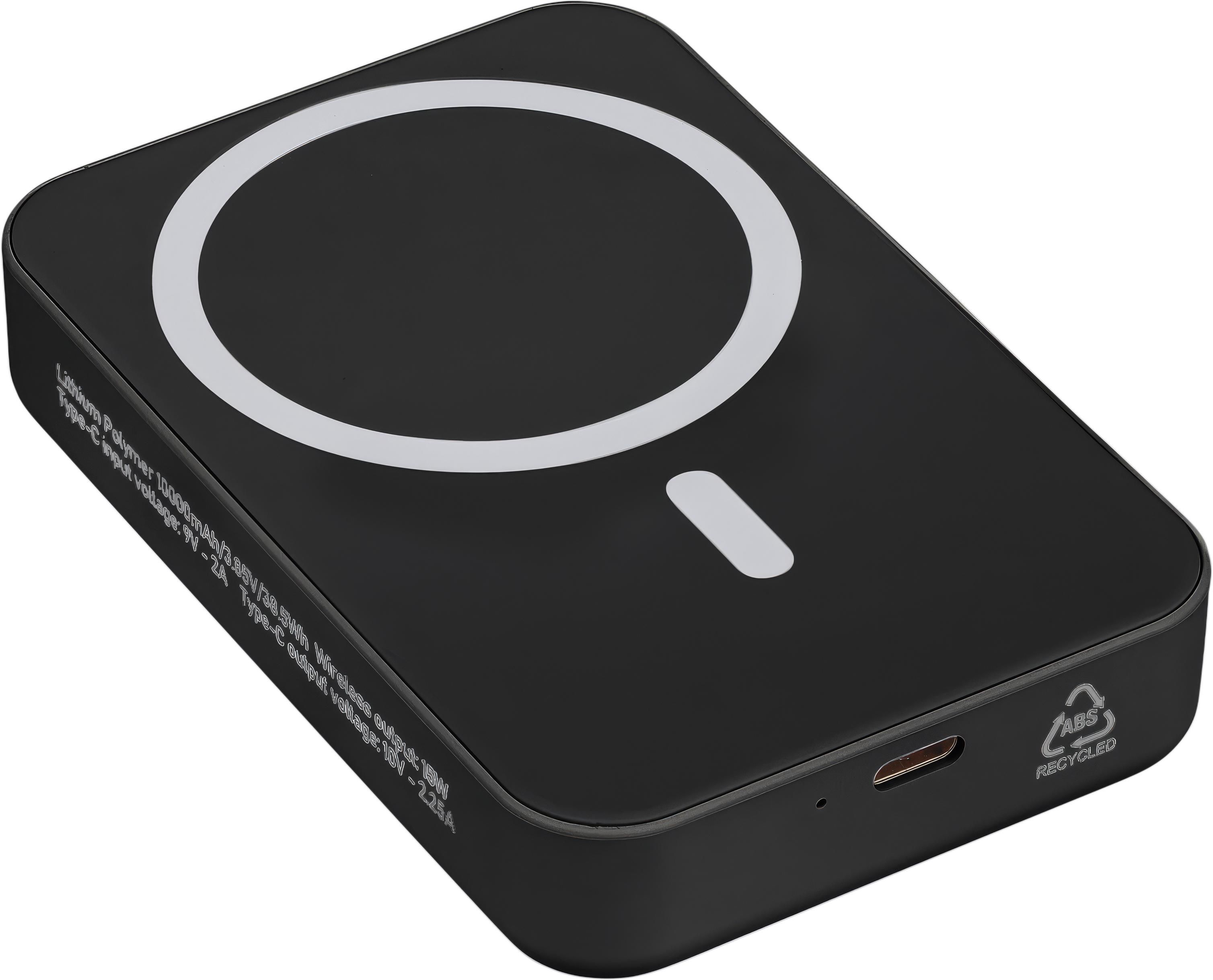 Trådløs oplader powerbank af Genbrugt Meno - sort