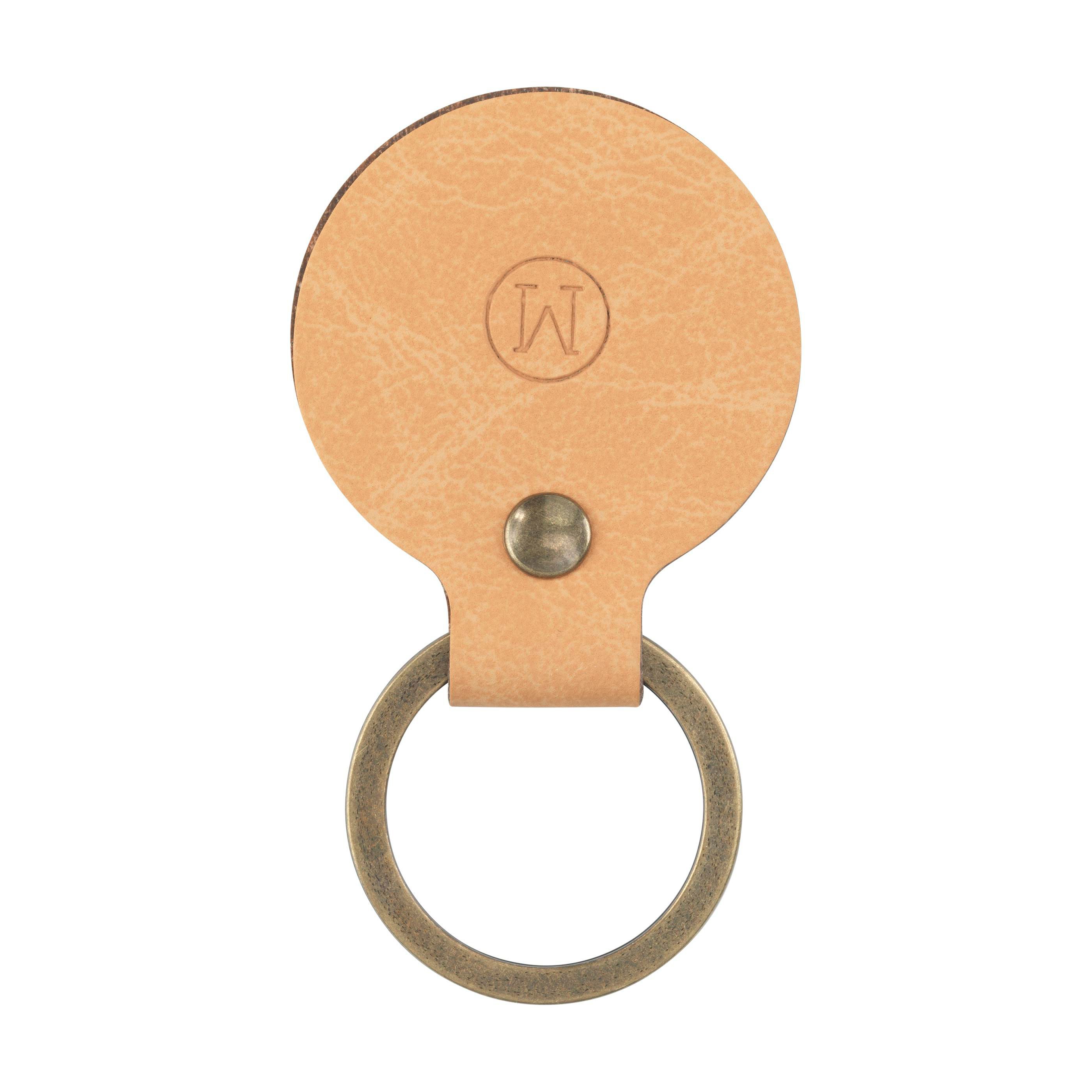 Recycled Leather Keyring Round porte-clés