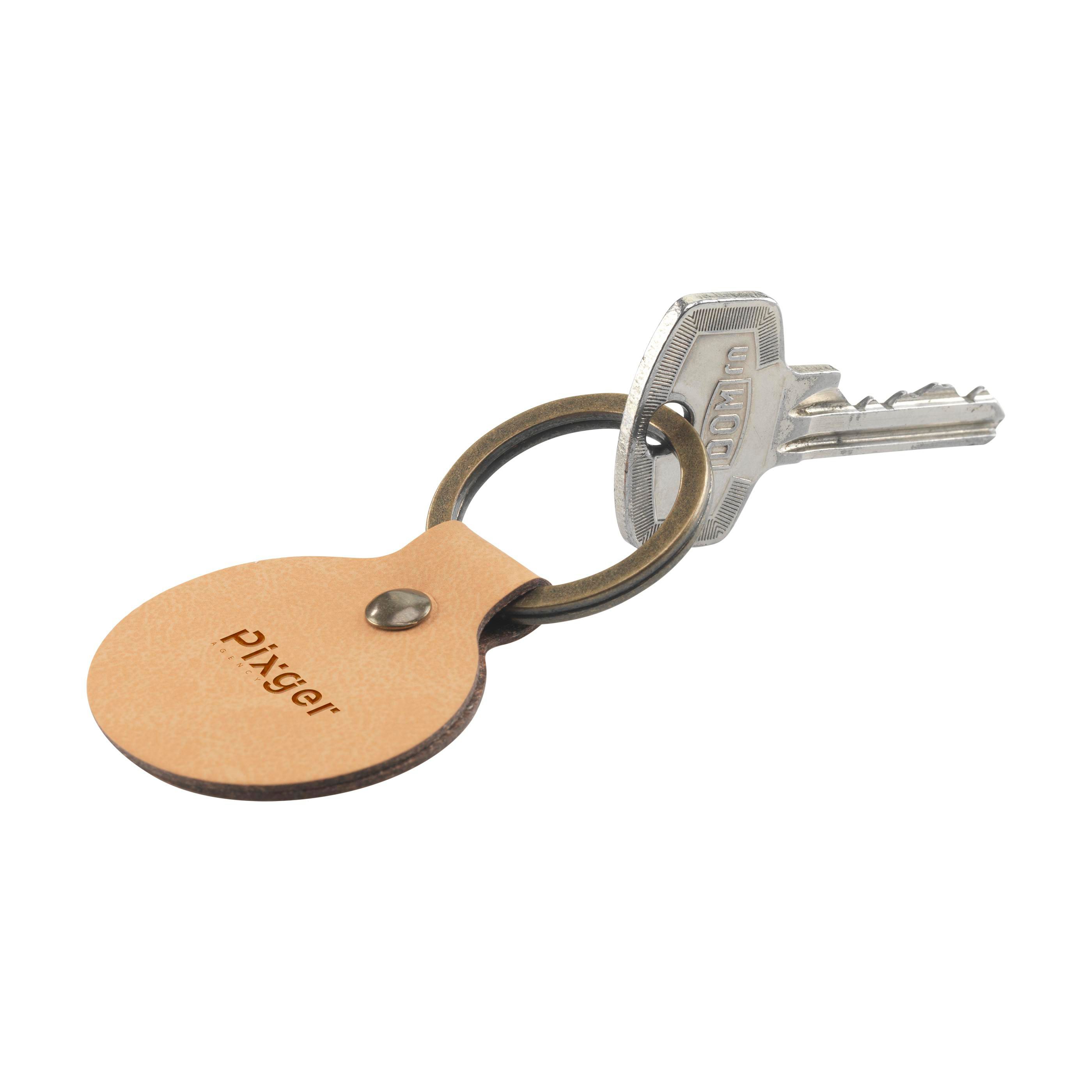 Recycled Leather Keyring Round porte-clés