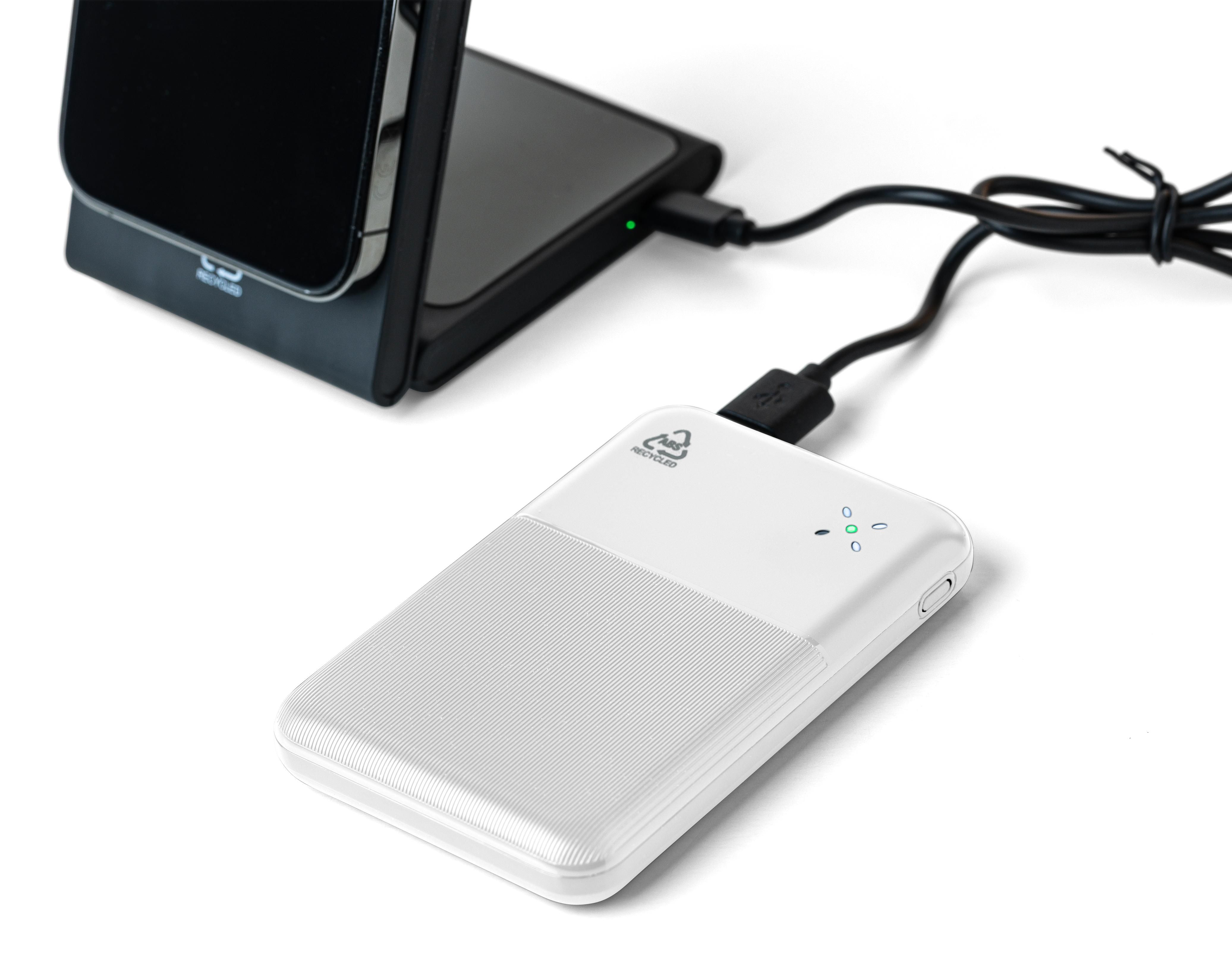 Powerbank af Genbrugt ABS plast Tavi - hvid