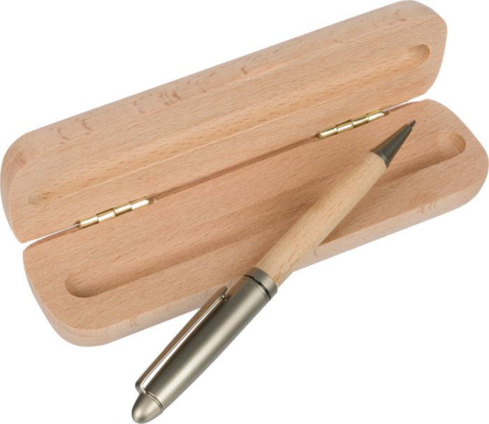 Penna a sfera Tobias | Legno di faggio | Scatola in legno