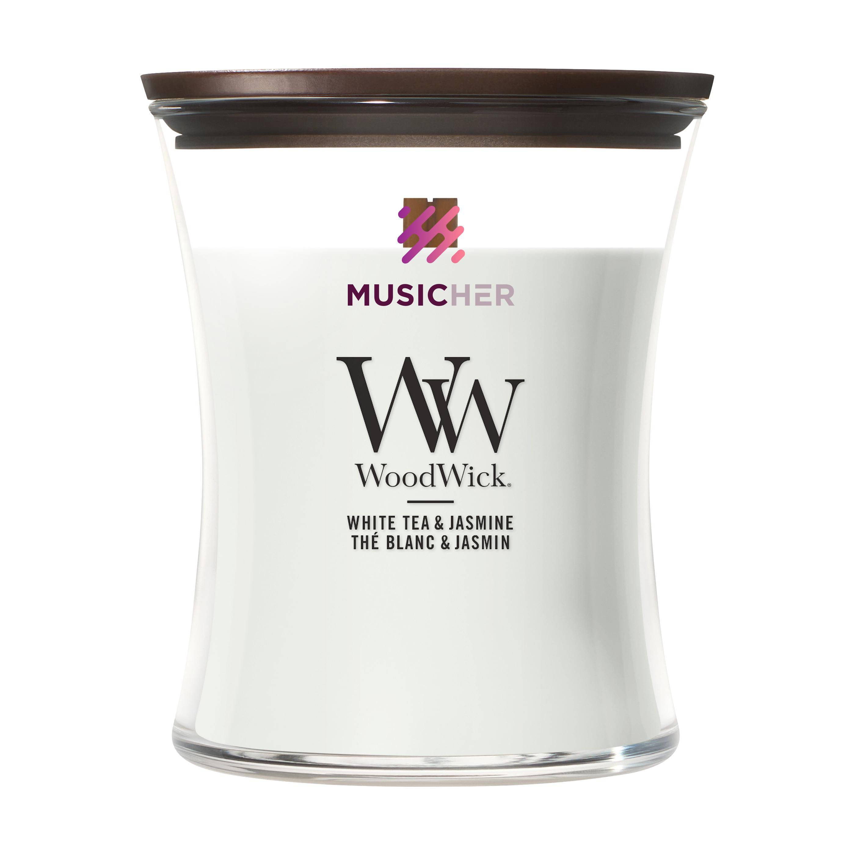 WoodWick White Tea & Jasmine Medium Candle bougie parfumée