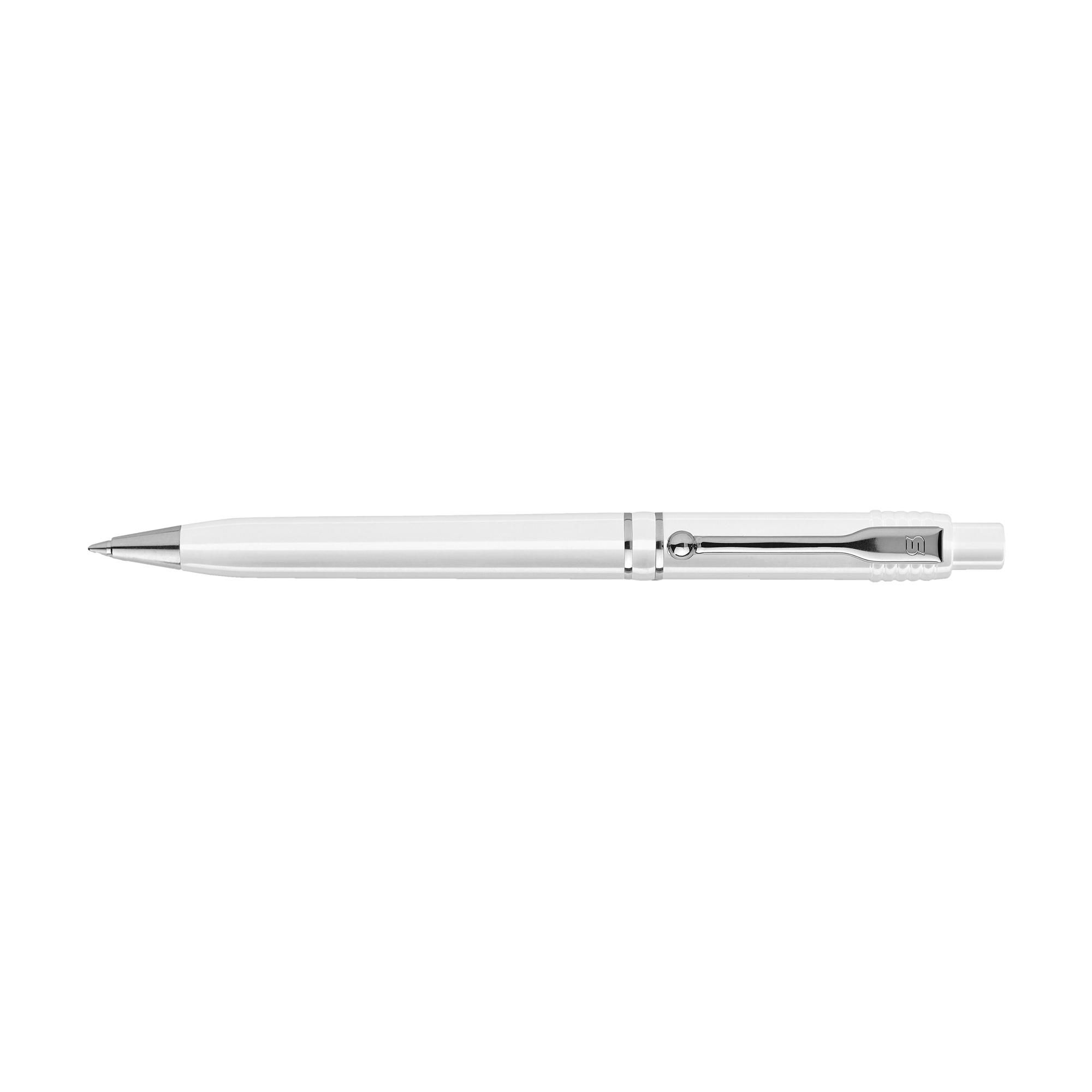 Stilolinea Raja Chrome pen, weiß · Blaue Mine