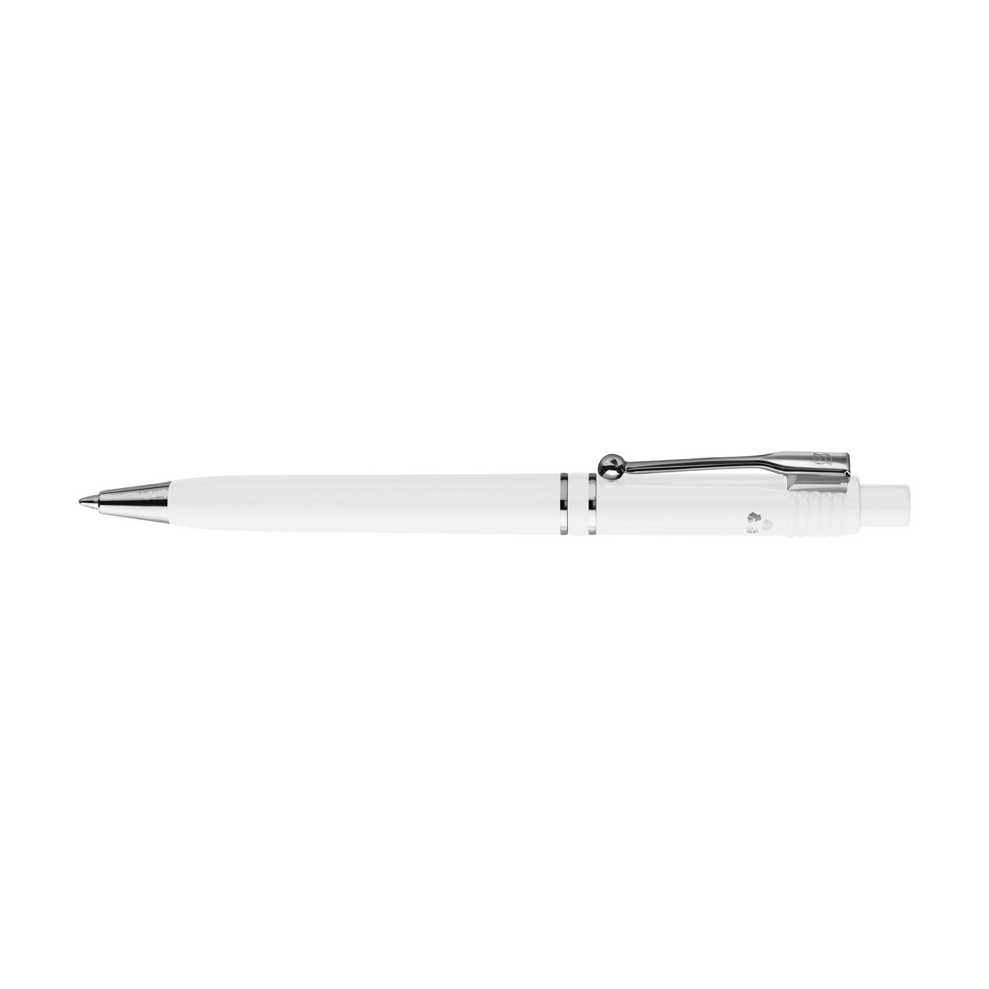 Stilolinea Raja Chrome Recycled Pen, weiß · Blaue Mine