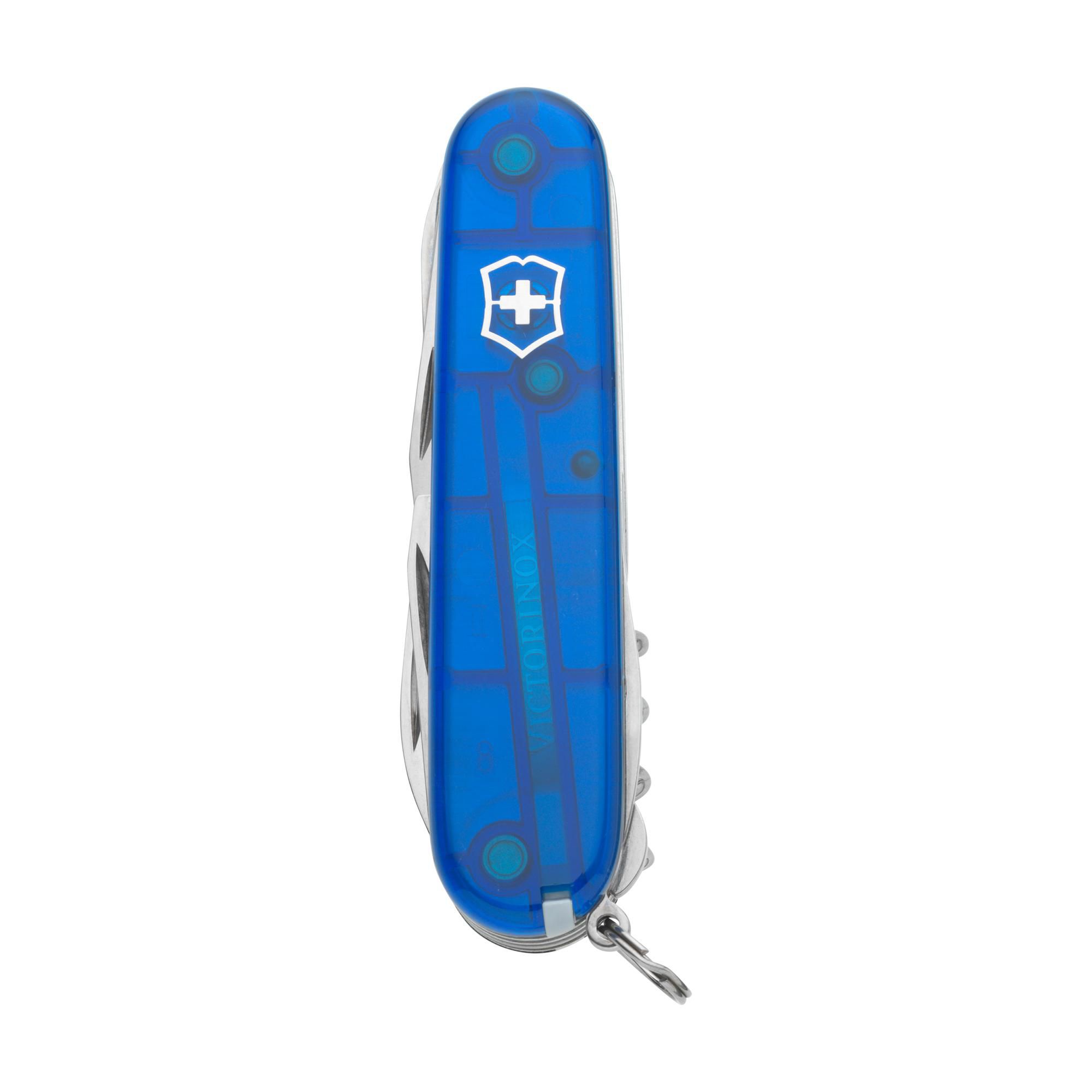 Victorinox Huntsman pocket knife in a gift box, transparent blau