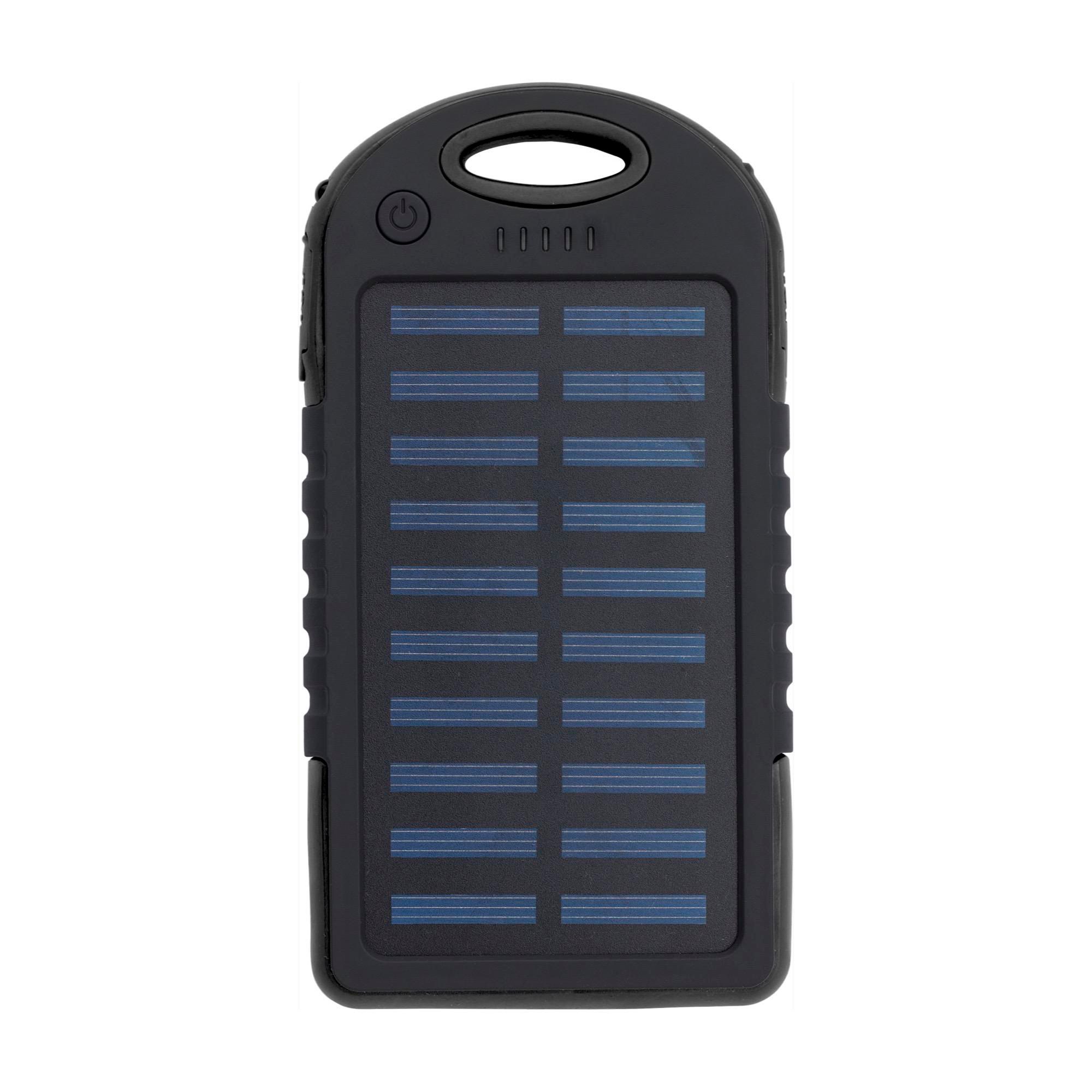 Solcelle-powerbank af Gummeret ABS plast Arin - sort