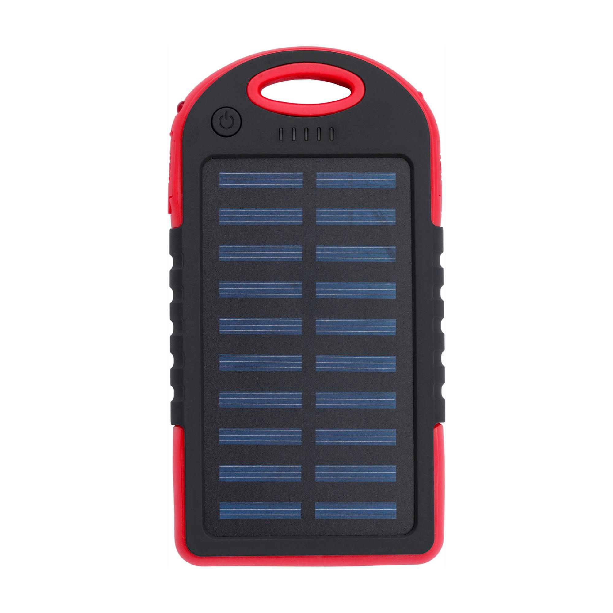 Solcelle-powerbank af Gummeret ABS plast Arin - rød