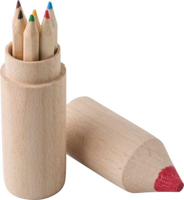 Set di matite colorate Francis | Portamatite in legno | 6 matite